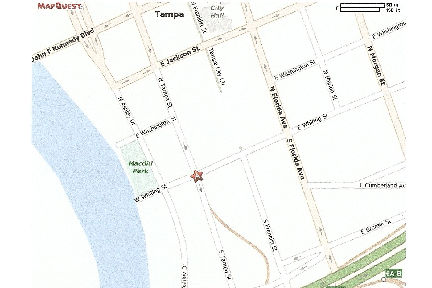 Map of downtown Tampa showing location of Richard Lee Reporting